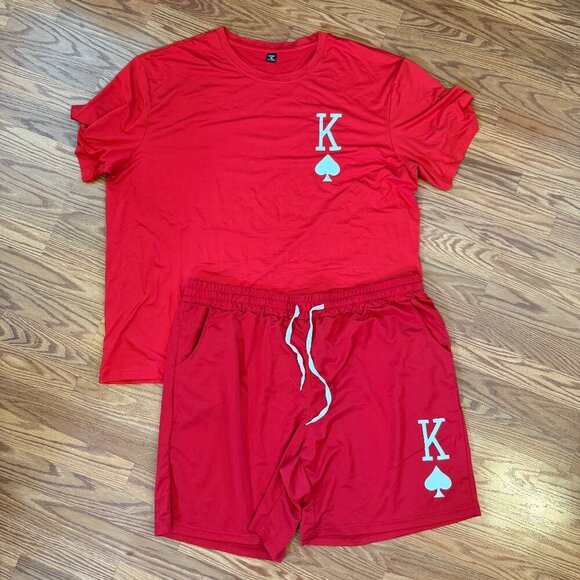 Men's Big and Tall  4XL NWT Shein King Top & Shorts Set in Red - Picture 2 of 12